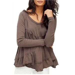 Free People Dark Gray Long Sleeve Top